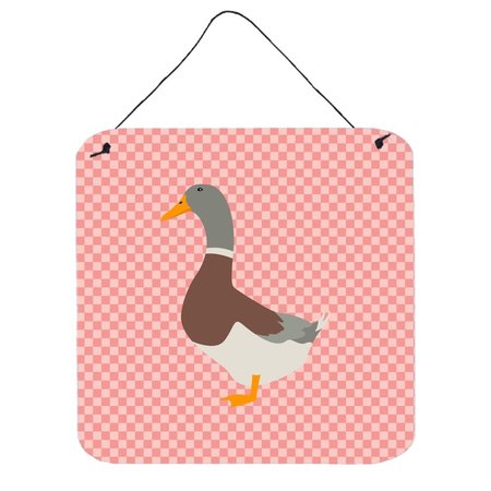 MICASA Saxony Sachsenente Duck Pink Check Wall or Door Hanging Prints6 x 6 in. MI627845